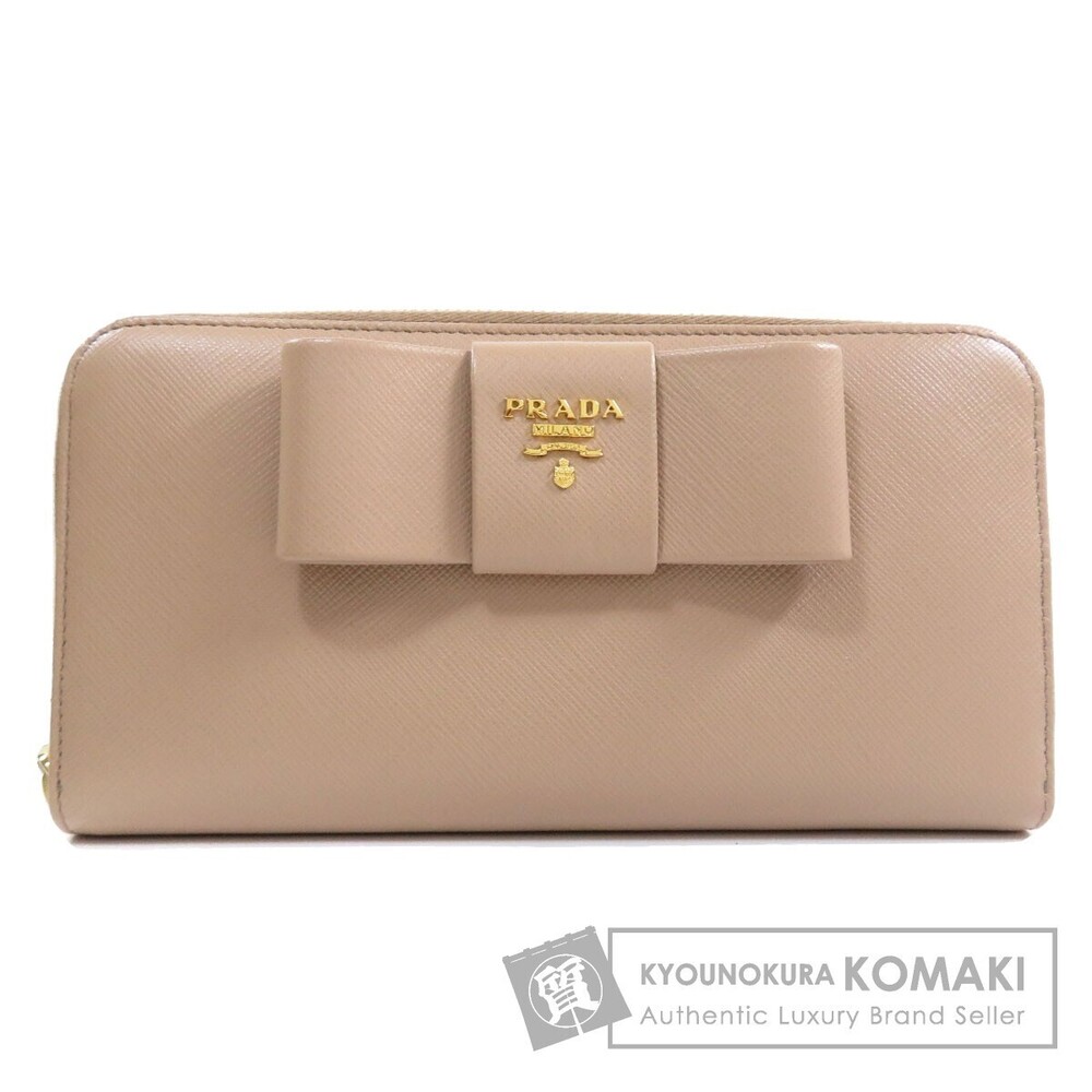 Prada Logo Motif Long Wallet Leather